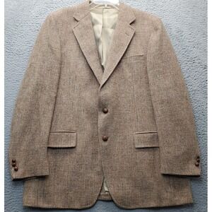 Harris‎ Tweed Stanley Blacker Blazer Mens 44 Brown Scottish Wool  VTG EUC